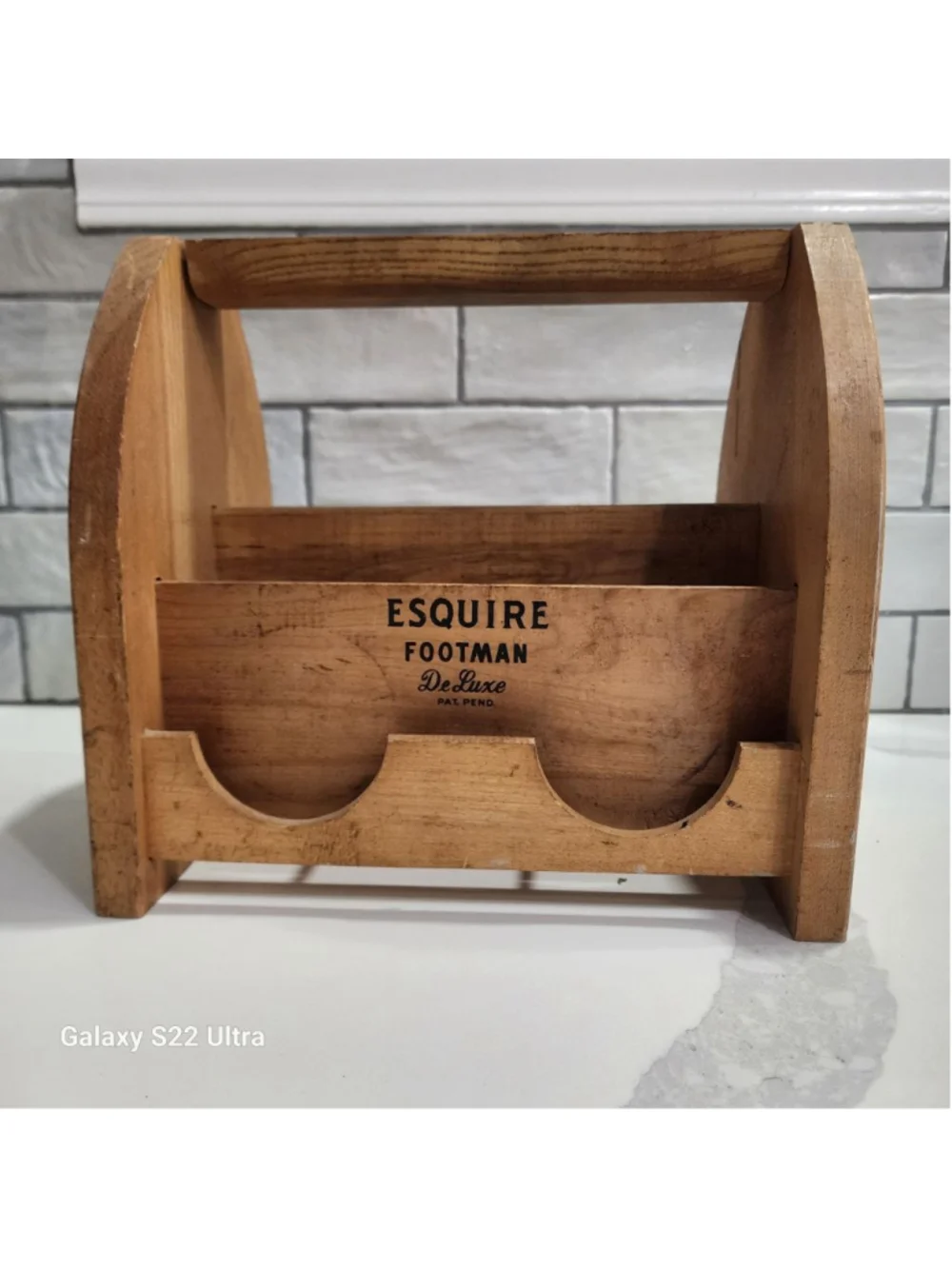 Vintage Esquire Brown Wood Shoe Shine Box Storage